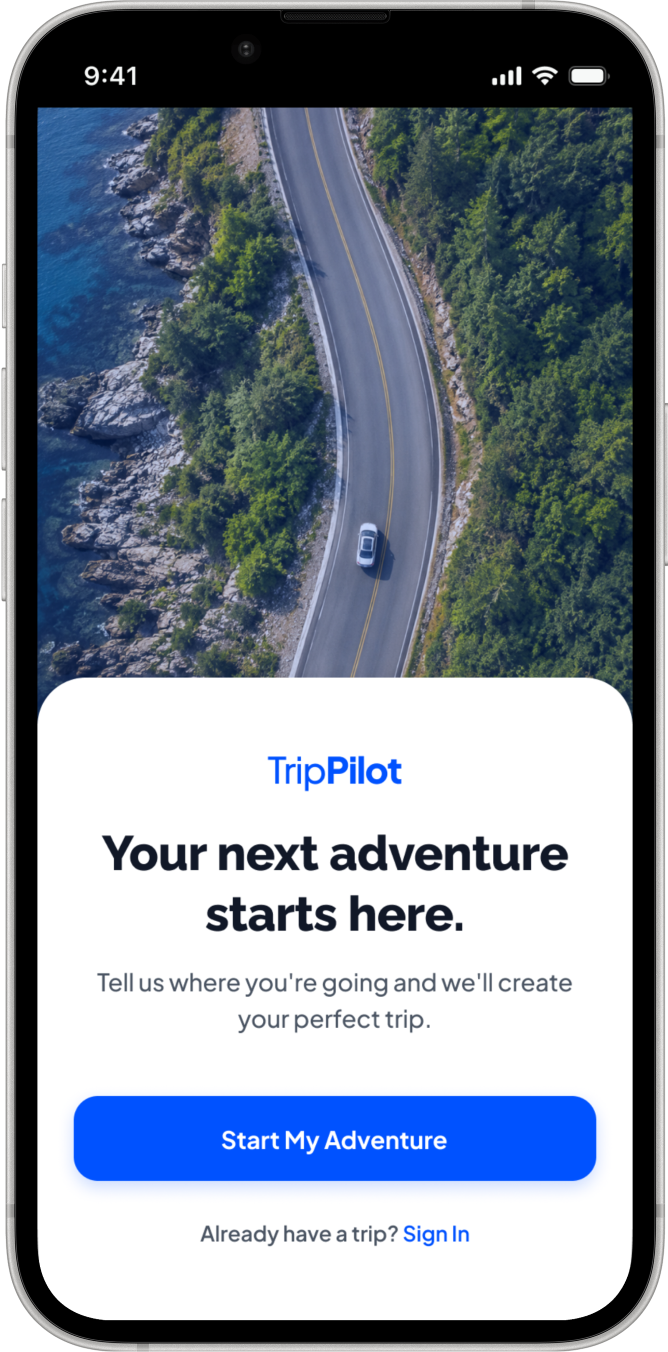 TripPilot Welcome screen